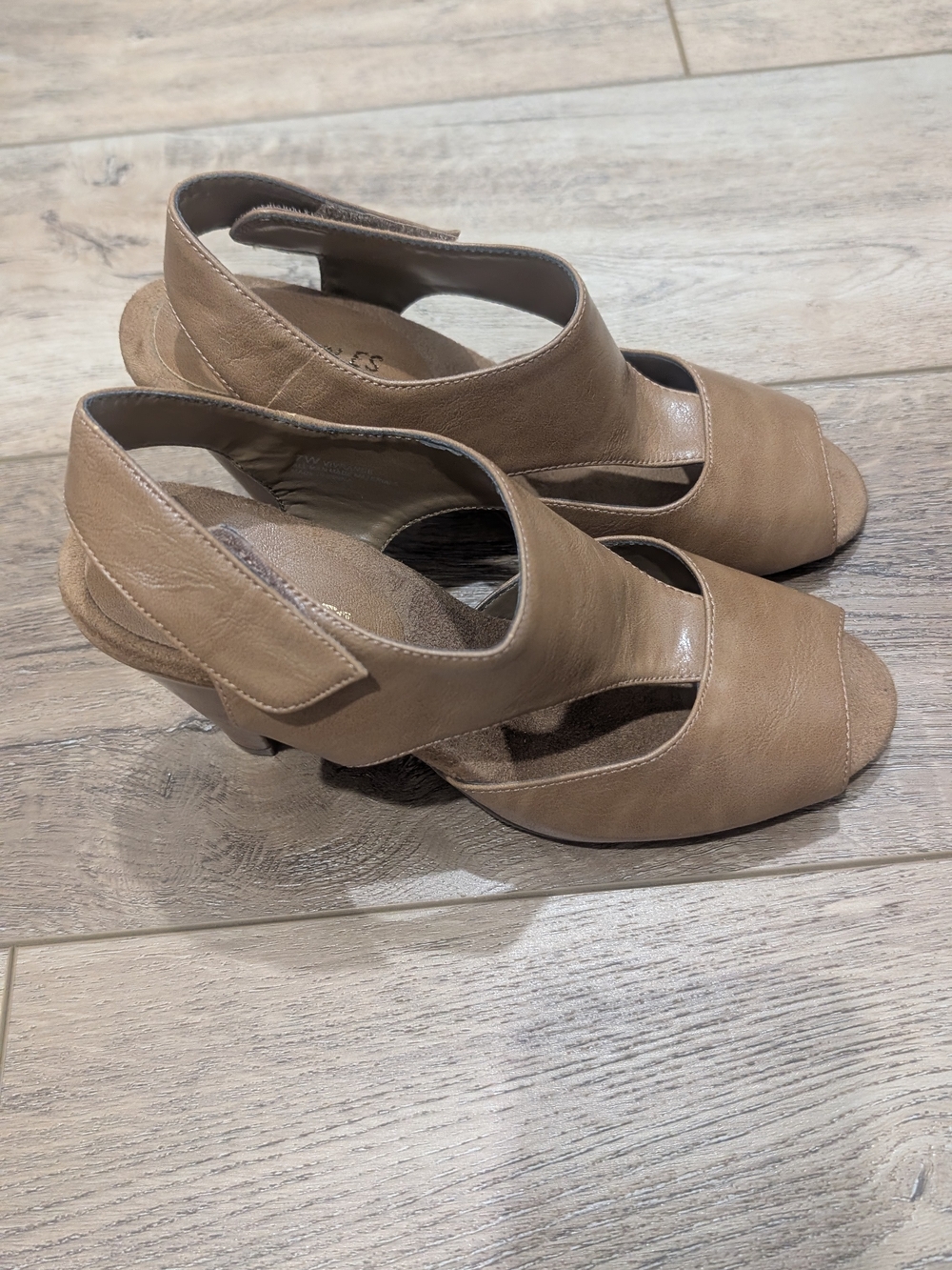 Naturalizer Taupe Cutout Peep-Toe Heel Sandals - Picture 5 of 9